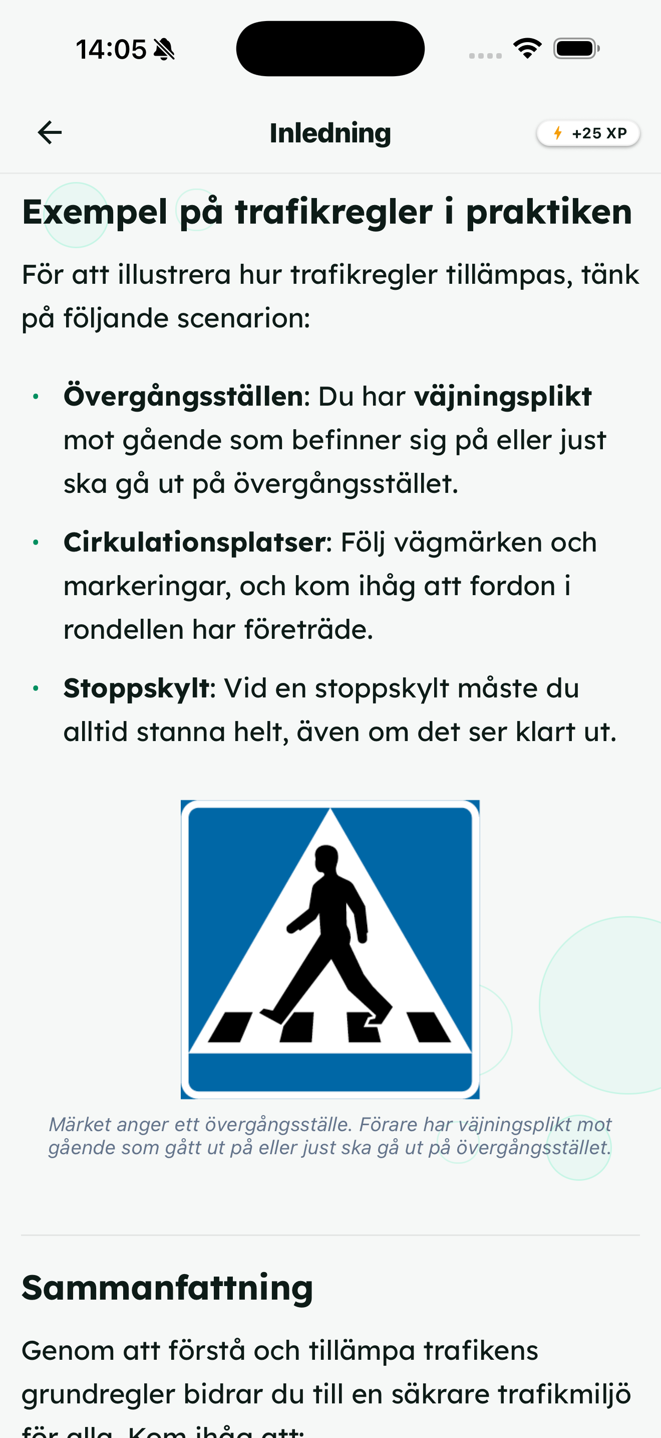Läs om trafikregler med text och bild · Ur lektionen Inledning · teorikapitlet Trafikregler